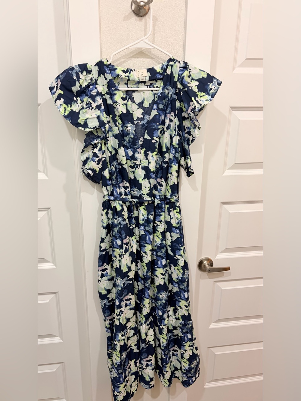 a new day Navy Floral Midi Dress with Green Accents